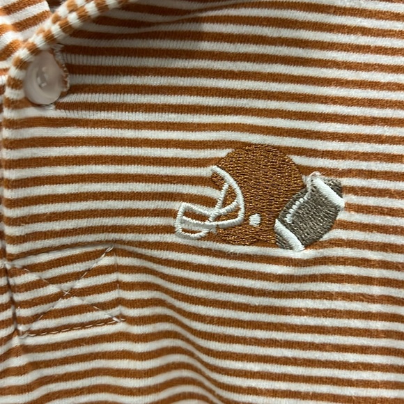 Itsy Bitsy Football Polo Romper in Texas Burnt Orange, size 18 mo - Picture 3 of 4